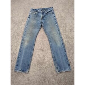 Levi's 505 Jeans Mens 33‎ Blue Denim Straight Leg Workwear Stained